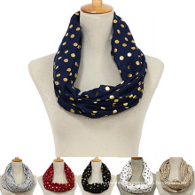 China manufacture latest fashion lightweight cotton golden polka dots loop women snood infinity scarf